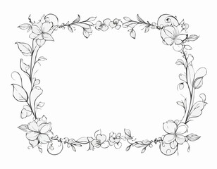 Elegant Floral Line Art Border Elements for Wedding Invitations and Stationery