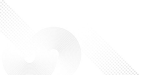 Abstract white background with circular lines and dot patterns, a modern and minimalist backdrop for presentations, websites, and creative projects, clean and smooth design