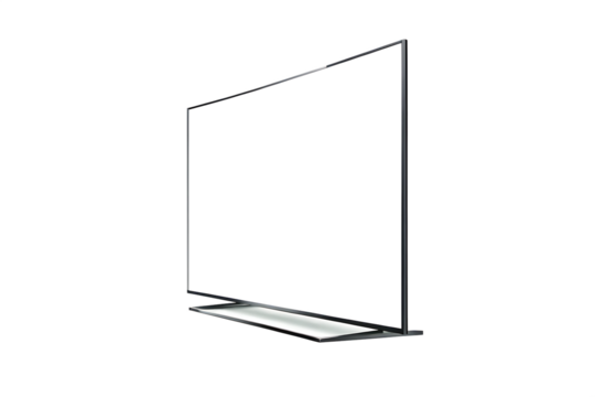 mockup of a large modern black tv  isolated on white background  PNG - Powered by Adobe