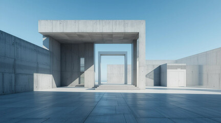  Minimalist Concrete Gate with Reflective Water