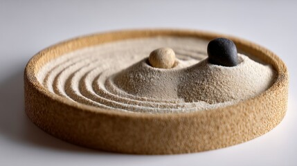 Tranquil Zen Garden with Sand and Stones for Meditation and Mindfulness Practice