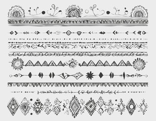 Fototapeta premium Tribal Inspired Border Elements for Boho Chic Event Invitations
