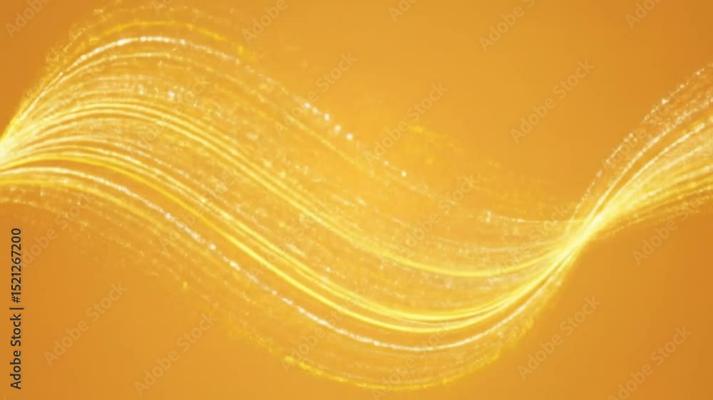 Poster elegant and dynamic abstract background featuring a shimmering golden wave composed of numerous glow