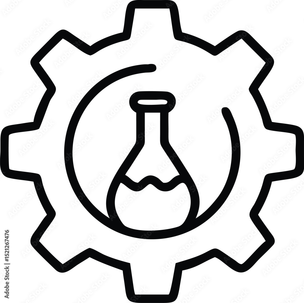 Poster chemical engineering process icon vector design for science and industry automation concept