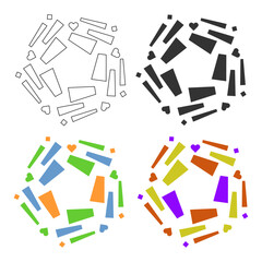 Abstract background frame with yellow, blue, green, red, and pink arrows vector