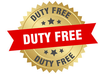 Obraz premium duty free. duty free round red and gold label isolated on transparent background