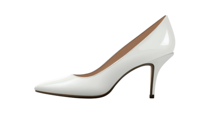 Elegant White Patent Leather Pumps - Side View