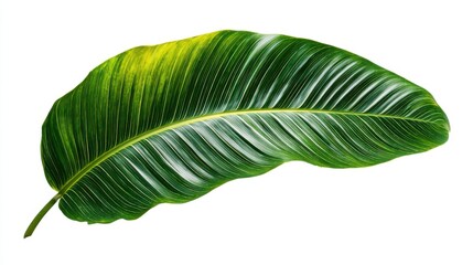 Obraz premium A 4K photo of tropical leaf isolated on white; design element.