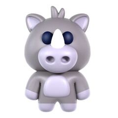 Naklejka premium cute rhino 3d icon illustration