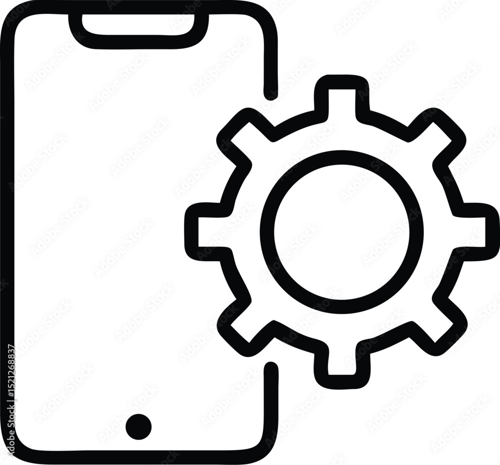 Poster mobile phone settings icon vector smartphone configuration gear symbol for app development