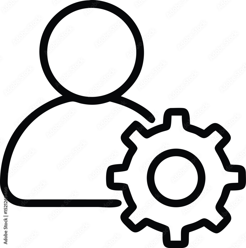 Aufkleber user settings icon vector illustration for profile management and configuration options design