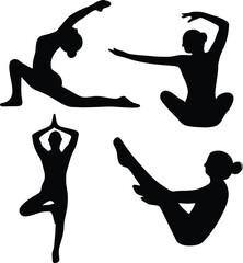 set of yoga poses, Yoga Silhouette Vector Art, Icons