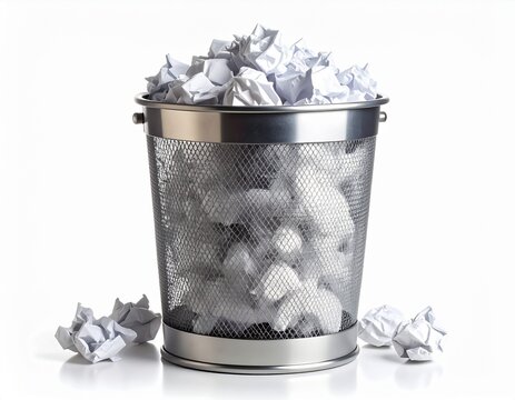 trash bin with crumpled paper