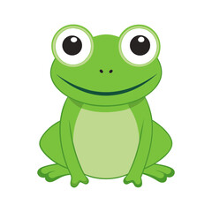 Cute cartoon green frog illustration for children