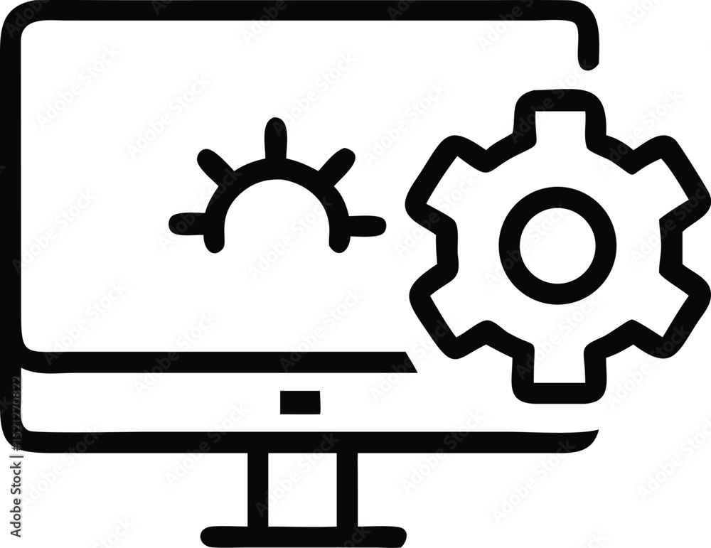 Poster computer settings icon vector illustration for system configuration and customization options