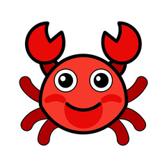 Fototapeta premium Happy red cartoon crab illustration for children