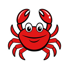 Happy red cartoon crab illustration for children
