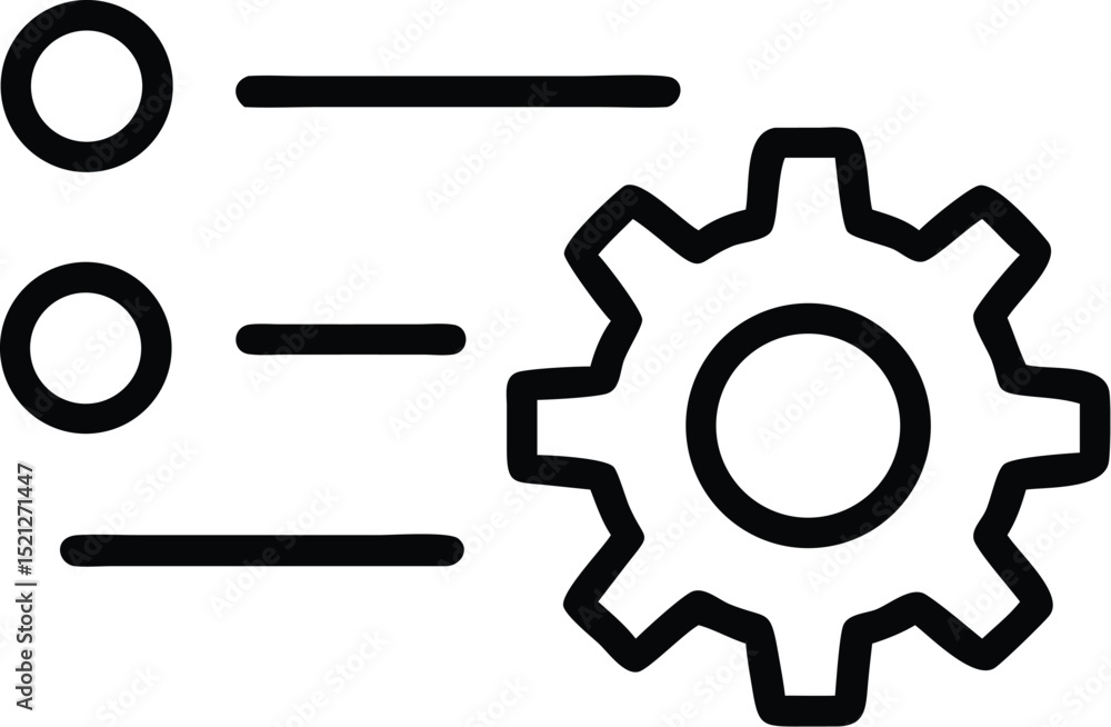 Poster settings icon configuration options gear symbol preferences menu list vector illustration