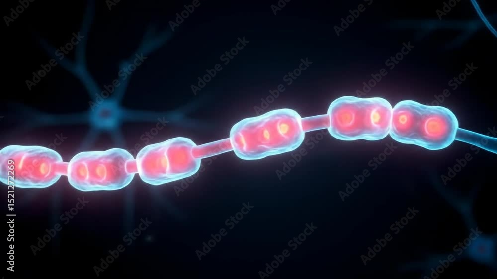 Poster detailed 3d animation of neuron synapse