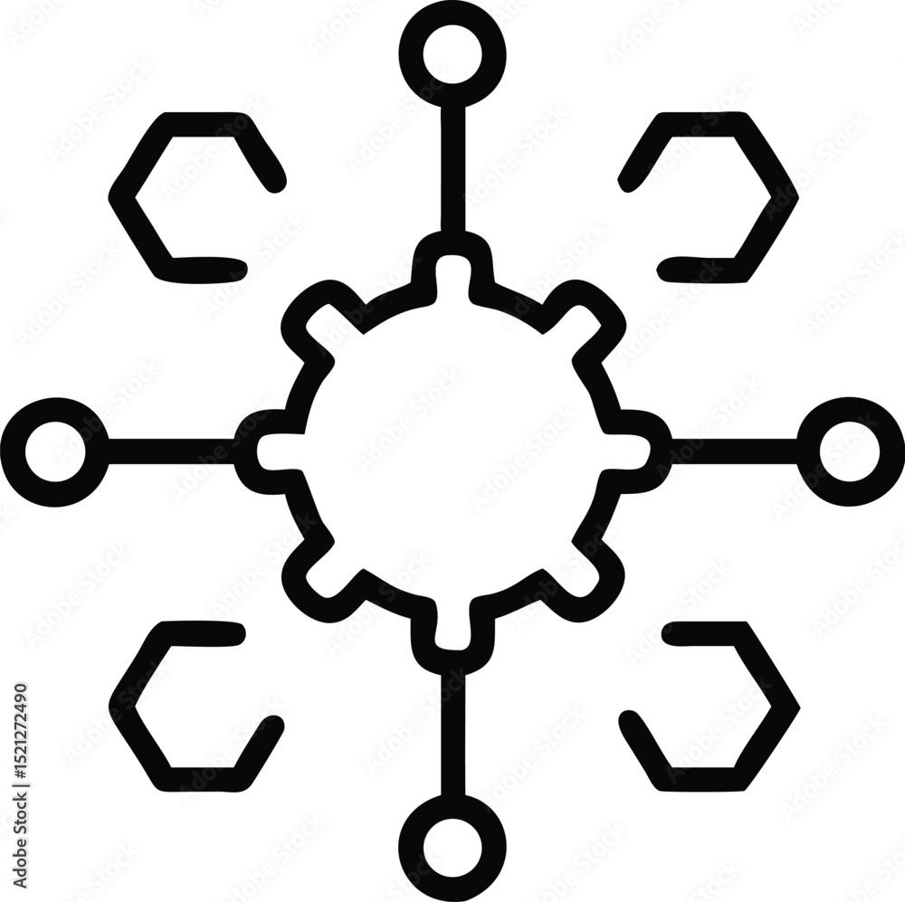 Poster network connection data hub icon for technology and digital communication system symbol design