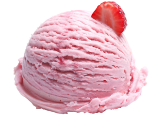   sourbet ice cream dessert scoop strawberry isolated on white background PNG