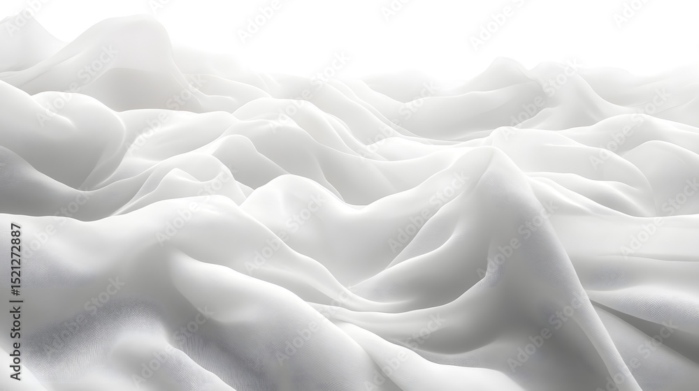 Poster soft white fabric waves horizontal view abstract textures minimalist design pure aesthetic for moder