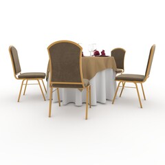 Fototapeta premium 3d render Banquet Table and Chair design element Furniture