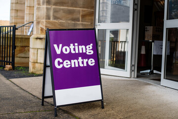 voting day sign at a church polling centre