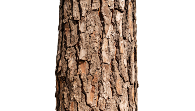 bark texture with natural grooves and cracks, isolated on transparent background