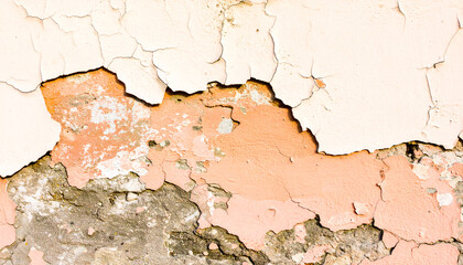 Distressed Wall Texture: Layers of flaking paint reveal the raw texture and history of an old distressed wall, creating an abstract and visually interesting backdrop.