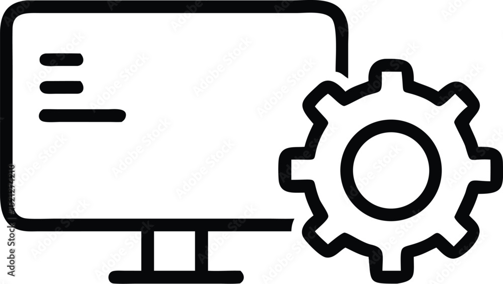 Poster computer configuration settings icon vector illustration for system setup and maintenance