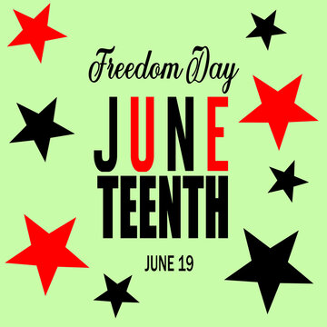 An illustration of Juneteenth celebration, honoring freedom and African American heritage on June 19, featuring vibrant symbols of unity, history, and cultural pride.