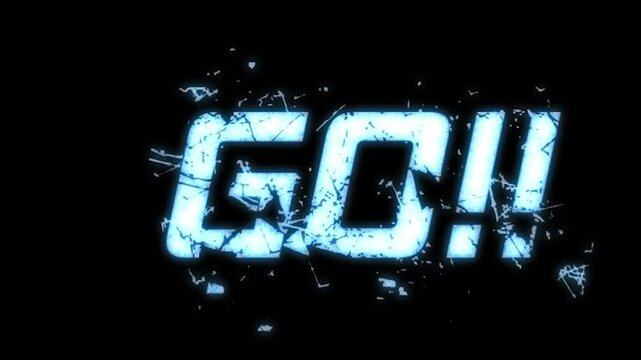 3 2 1 go countdown in blue and white with fraction effect on black background