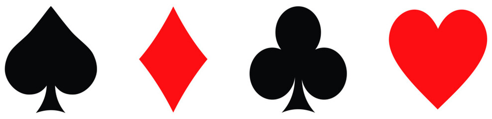 suit deck of playing cards. hearts diamonds clubs spades symbol. transparent png and vector illustration