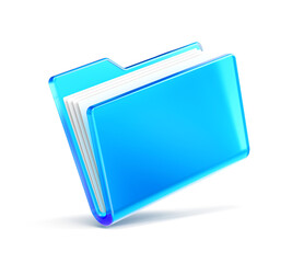 Folder blue icon - 3d illustration