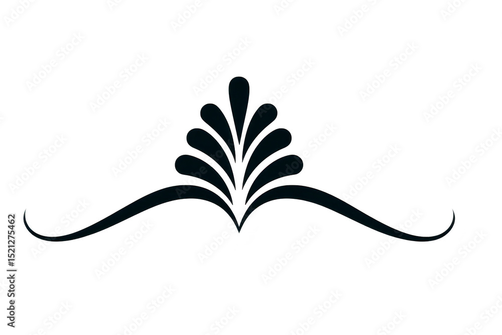 Poster decorative black flourish design with elegant curves and symmetrical elements, perfect for invitatio