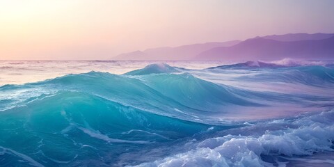Sunrise landscape view of mountains and sky with clouds and mist
