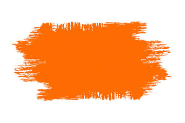 Abstract orange paint splash with rough edges on transparent background, evoking creativity and energy