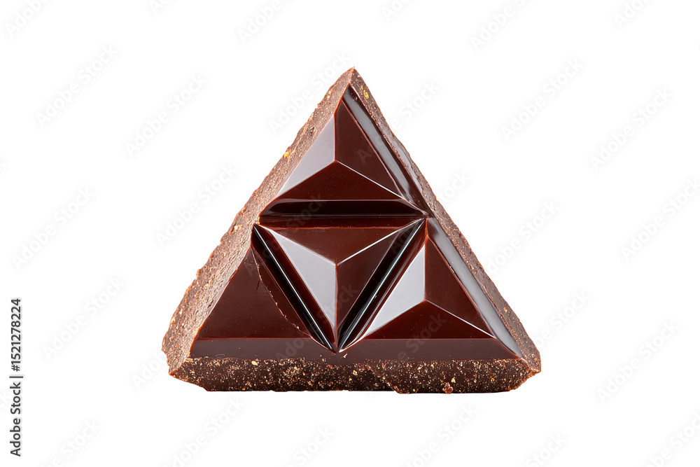Aufkleber piece of triangular dark chocolate with glossy surface and textured edges, showcasing geometric desi