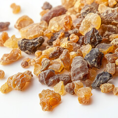 close up of Myrrh Extract, white background