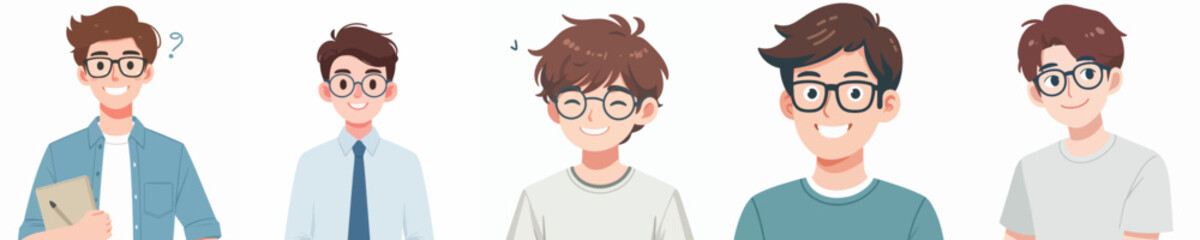 vector man wearing glasses happy expression