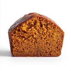 Pumpkin bread slice isolated on clean white background