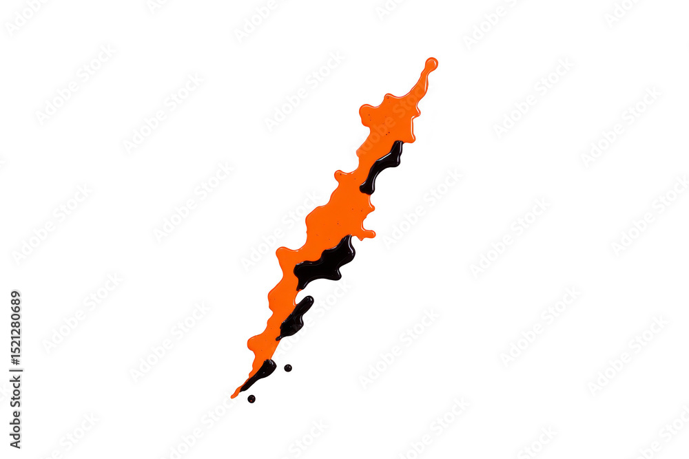 Poster this features abstract design with jagged, lightning like shape orange and black against transparent