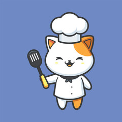 Cat Chef Cartoon Vector