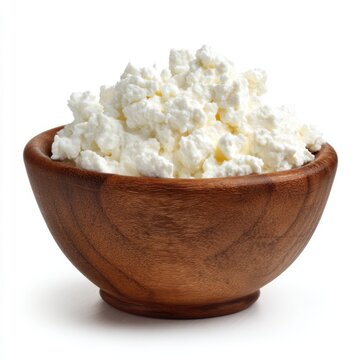 Ricotta cheese bowl isolated on clean white background