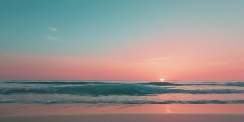 Serene Coastal Sunset Over Gentle Waves with Tranquil Colors and Soft Horizon in a Peaceful Seaside Landscape