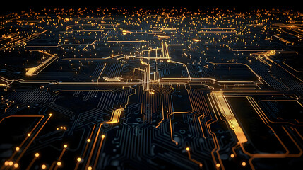 Abstract Glowing Circuit Board Design