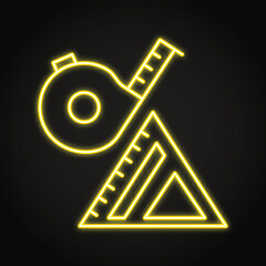 Measurement tools neon line icon