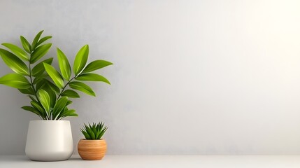 Fototapeta premium Minimalist Scandi inspired office decor with potted plants