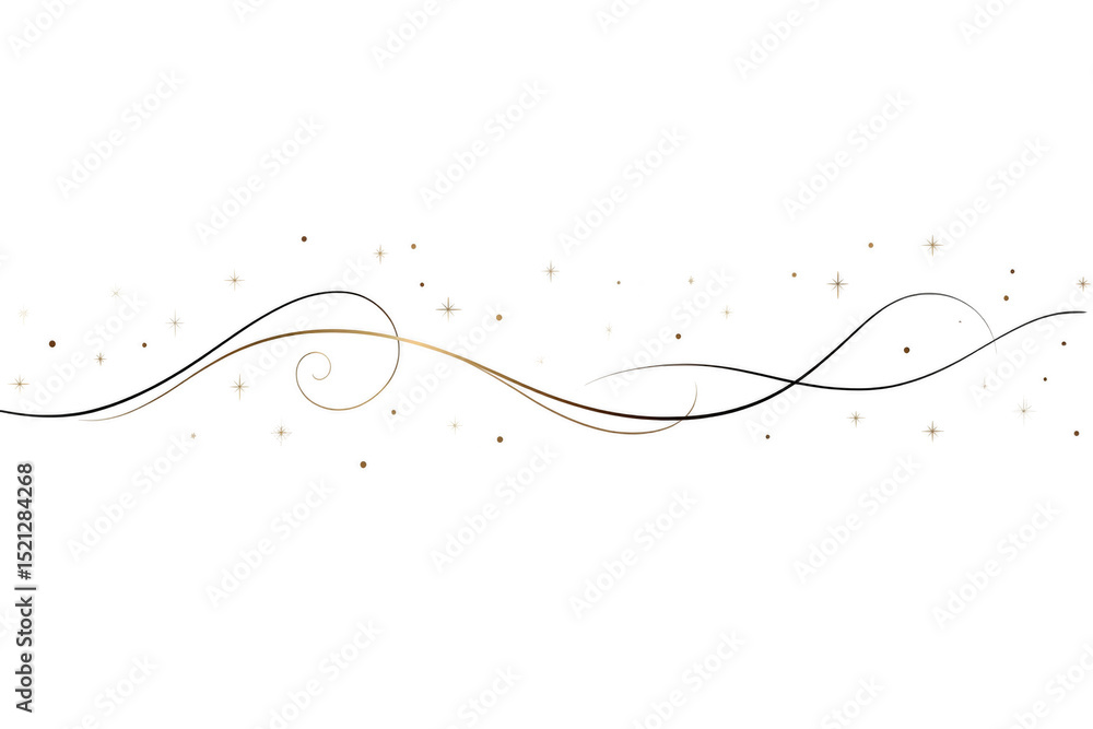 Poster elegant swirling line with stars and sparkles, perfect for decorative borders or invitations. design